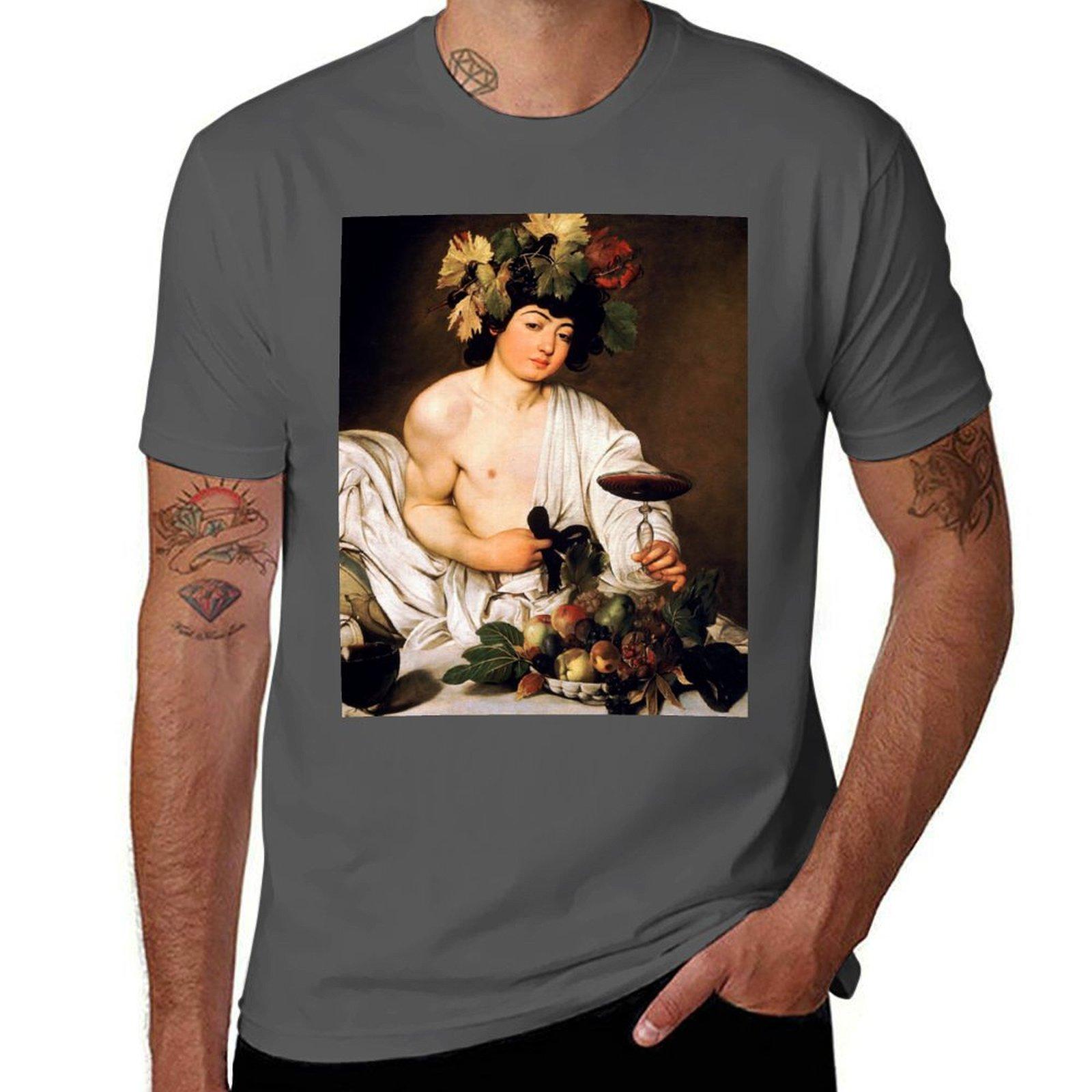 

Enhanced High Res Caravaggio Bacchus 1596 T-Shirt cotton t shirt man man t shirts for men casual man t shirt cotton T-Shirt 4XL