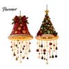 Winter Seasonal Landscaping Lighted Christmas Ceiling Hanging Decor, Pre-Lit Tree Bell Pendant with Plush Fabric Holiday Decor Warm LED, Porch Doorway