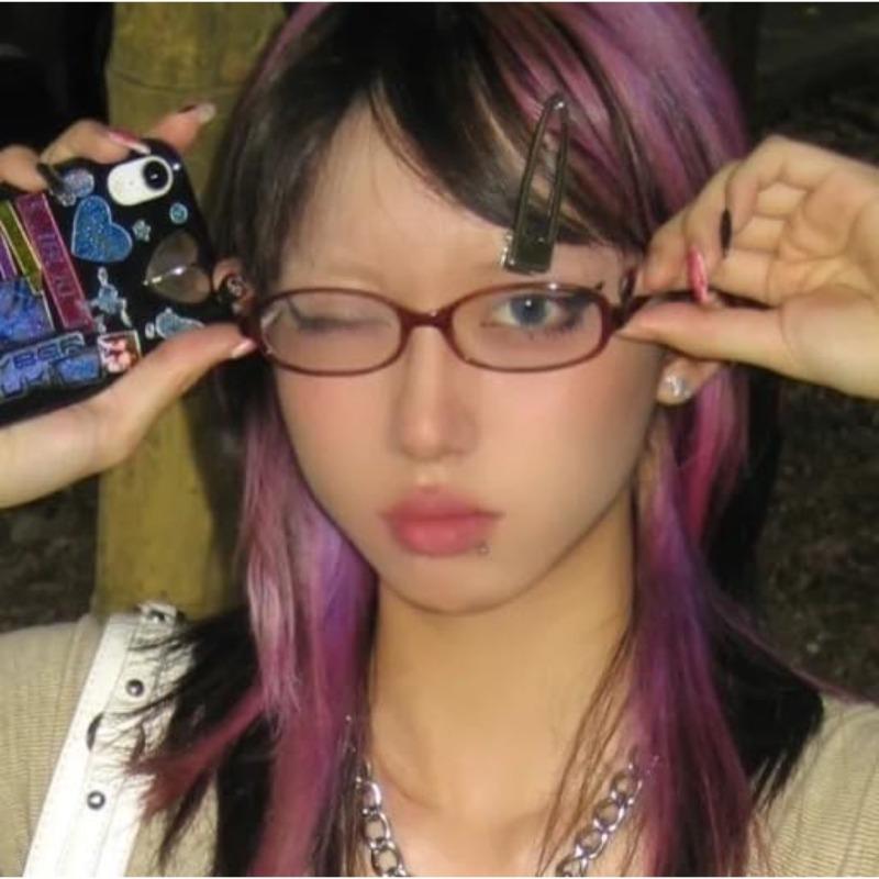 [Blue Light Glasses] Blue Light Blocking Rectangle Glasses for Women | Fashion Small Office Siren Fake Glasses with Clear Lens