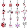 New Copper Red Series Strawberry Bow Infinite Love Mother Pendant Bead Fit Original Charms Bracelet Trinket Jewerly