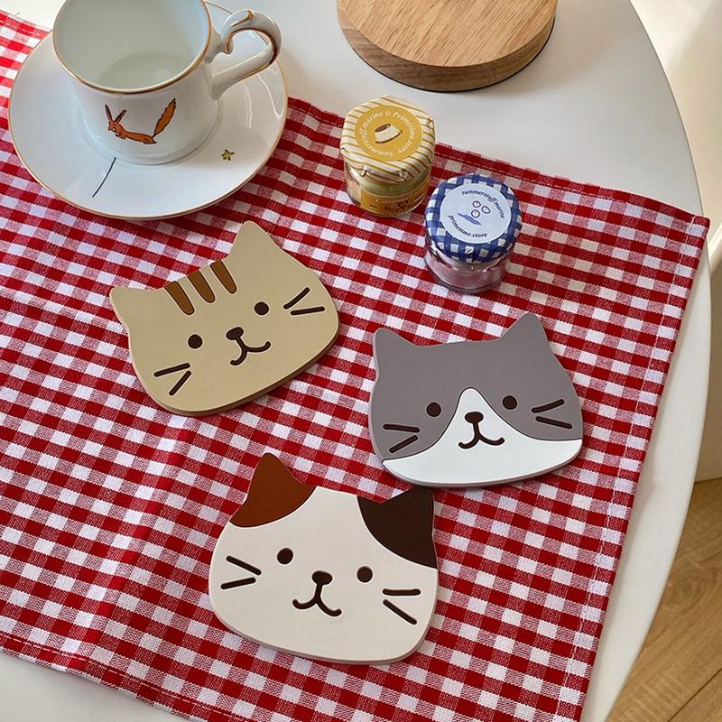 Koreansk Kattunderlägg Köksaccessoarer Kawaii Koppunderlägg Bordsdekoration Söt Bordsmatta Koppunderlägg Matsalsbord Dekor