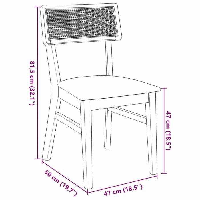 VidaXL Dining Chairs Cushions 2 Pcs Solid Rubber Wood, Dining Chair, Chair, Living Room Chair, Dining Chairs, 4102463