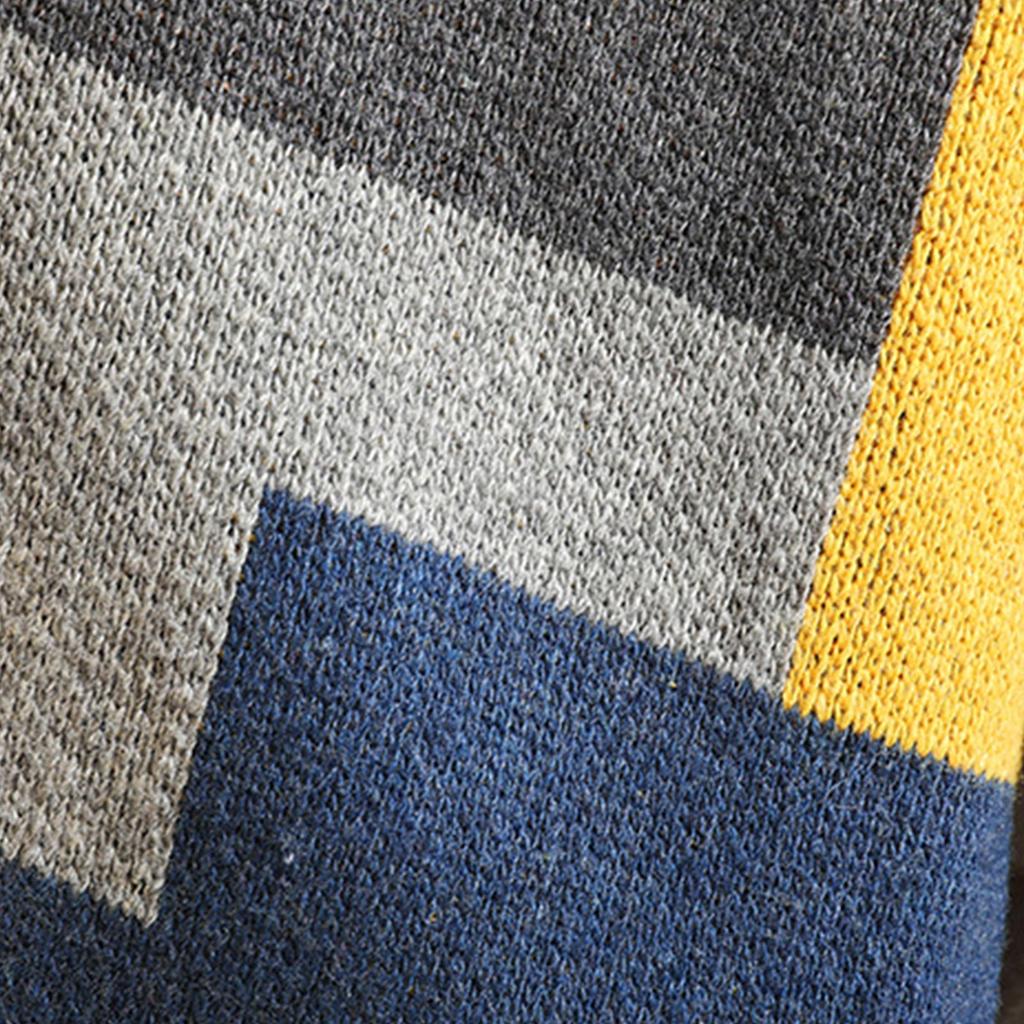 New Men's Contrast Color Sweater Cardigan Splicing V-Neck Sweater Large Jacket