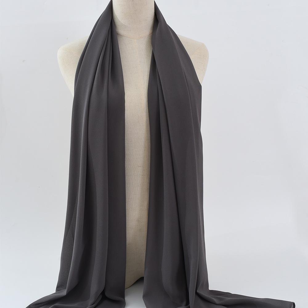 Damen einfarbiger Perlen-Chiffon-Bubbleschal, langer Seiden-Kopfschal, 70x180cm, nahöstlicher Stil