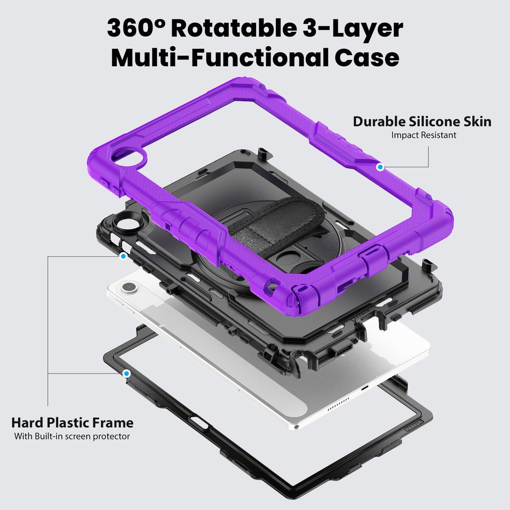 With Screen Protector Armor Case For Lenovo Tab 10.1" K10C TB311XU TB311FU Rotating Stand Heavy Duty Cover Shoulder Strap