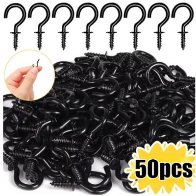 50Pcs Mini Ceiling Screw Hooks Hanging Plants Holder Multi-Purpose Tea Cups Keys Christmas Decoration Hanger Screw-In Hooks