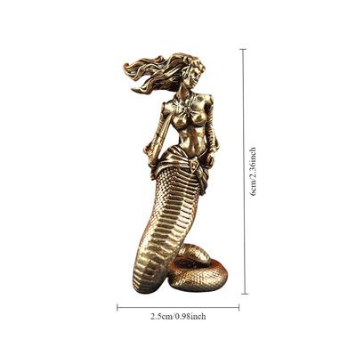 1Pc Brass Medusa Snaker Tea Pet Figurines Desk Decoration Home Decor Accessories for Living Room