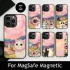 Pink Oil Painting Style Cat Phone Case For iPhone17,16,15,14,13,12,11 Plus,Pro Magnetic For Magsafe Wireless Charging