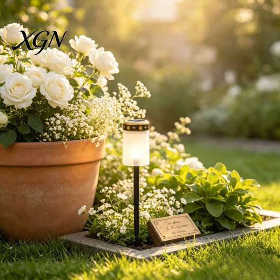 Memorial Remembrance Light Solar Powered for Cemetery Graves, IPX4 Waterproof Lamp with Graves Lights Stake, Decoration Outdoor Garden Lawn