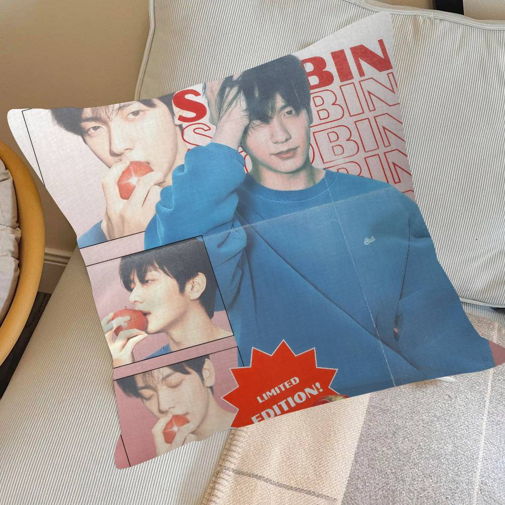 Kpop Group TxT Soobin   Office Cushion Pillowcase Car Cushion Cover45X45CM Lumbar Pillowcase Sofa Pillowcover