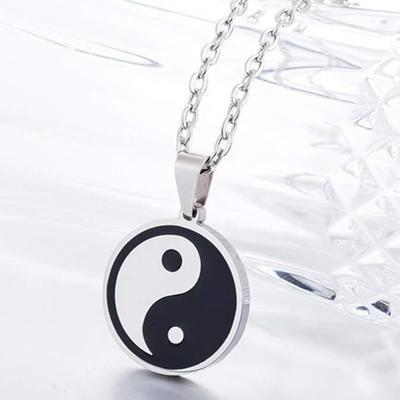 Yin and Yang Corrosion Necklace Hip Hop Tai Chi Bagua Titanium Steel Pendant