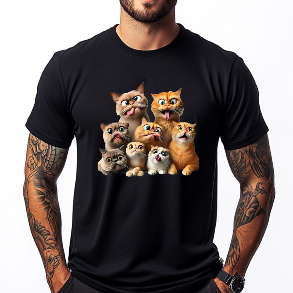Funny Cat Art Print Free Shippping Clothes Anime Harajuku Grahpic Tee Shirt Cotton Comfort T Shirt Men 4TH of July