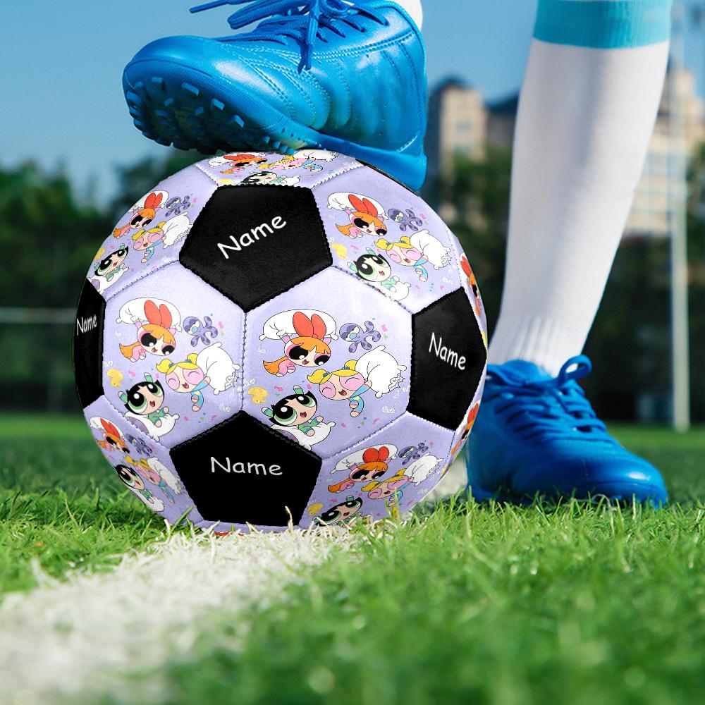 Custom Name The Powerpuff Girls Theme Size 5 Soccer Ball, Suitable for Both Indoor and Outdoor Matches, a Gift Suitable for Everyone.