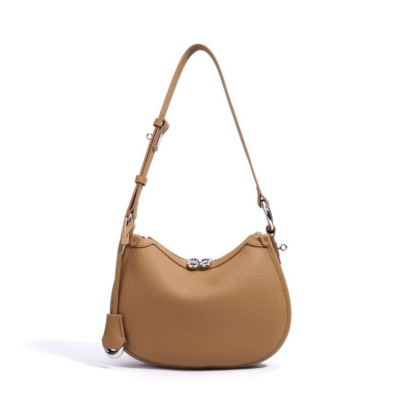 2026 Genuine Leather High-end Simple Hand-bag Cross-slung Saddle Bag Fashionable Niche Commuting Shoulder Women's