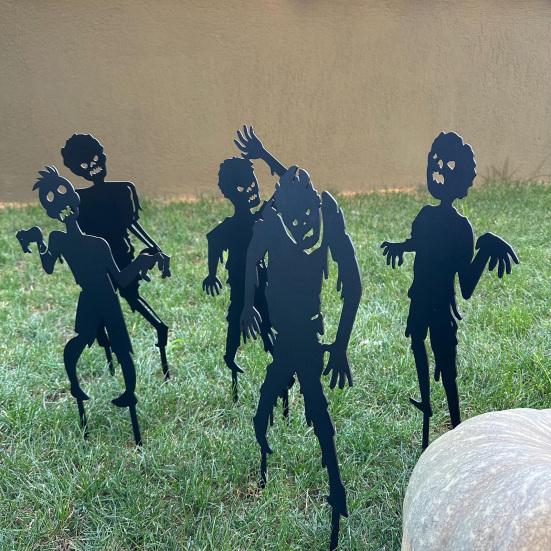 Zombie Garden Stake Metal Zombie Silhouette Yard Stake Weather Resistant Spooky Zombie