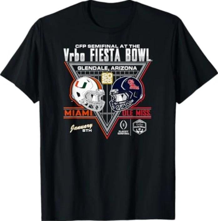 Miami Hurricanes v Ole Miss Rebels CFP Semi Fiesta Bowl 2026 T-Shirt 4XL