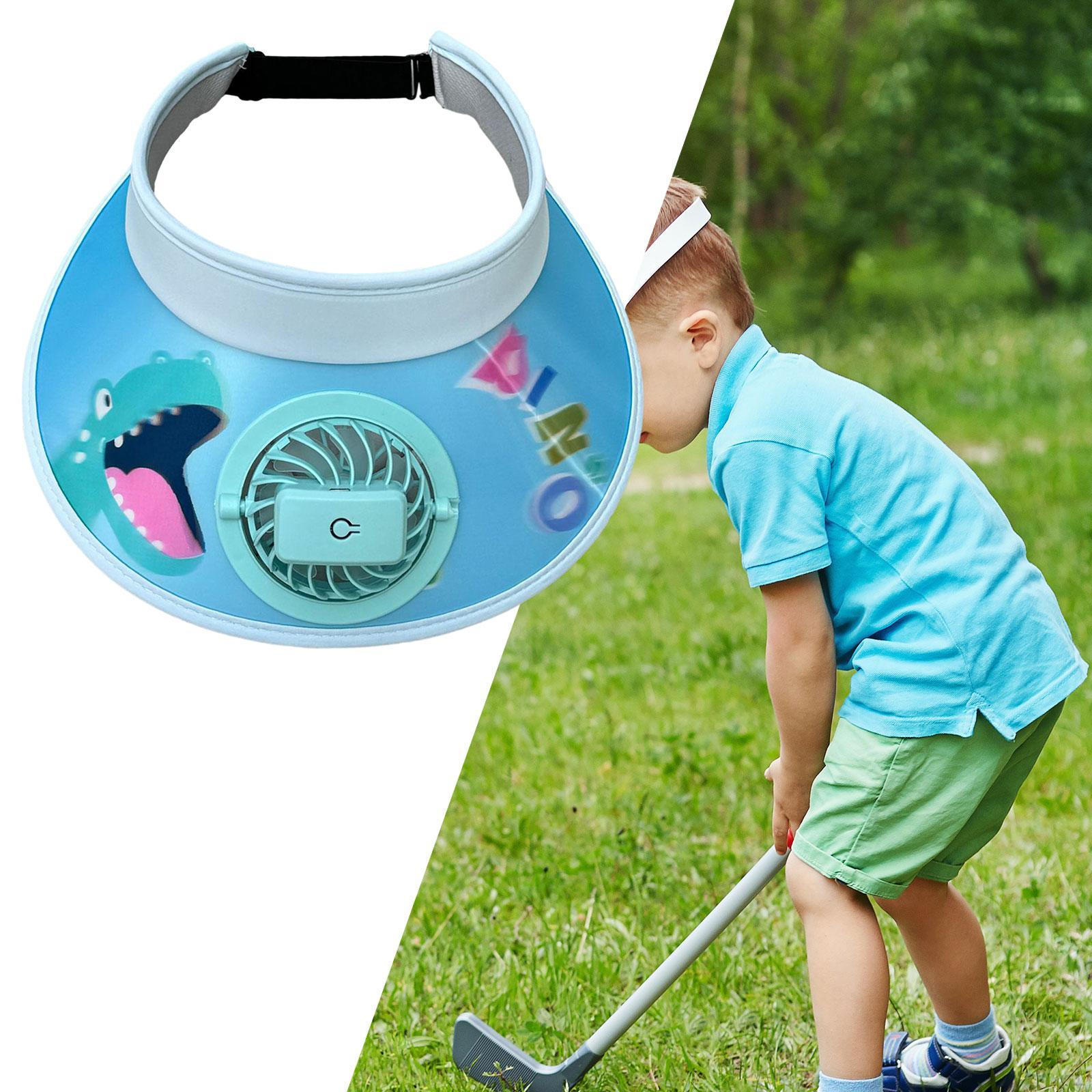 Hat with Fan, Lovely Built-in Sun Hat, for Kids, Outdoor Sports, Vacation синий