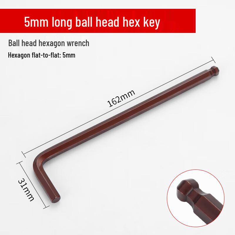 Wankajia 5mm L-Shape Ball-End Extra Long Hex Key Set