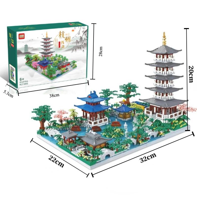 High-Quality 5186Pcs High-Quality Chinese Building Design Tiny Scale High-Quality Building High-Quality "Hangzhou High-Quality West High-Quality