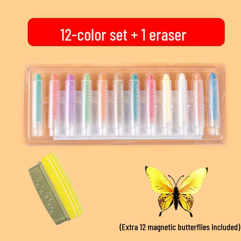 Set di Gessetti Colorati e Penne per Lavagna a Base d'Acqua e Pellicola Murale – Senza Polvere, Solubili in Acqua, Sicuri per Insegnanti e Bambini.