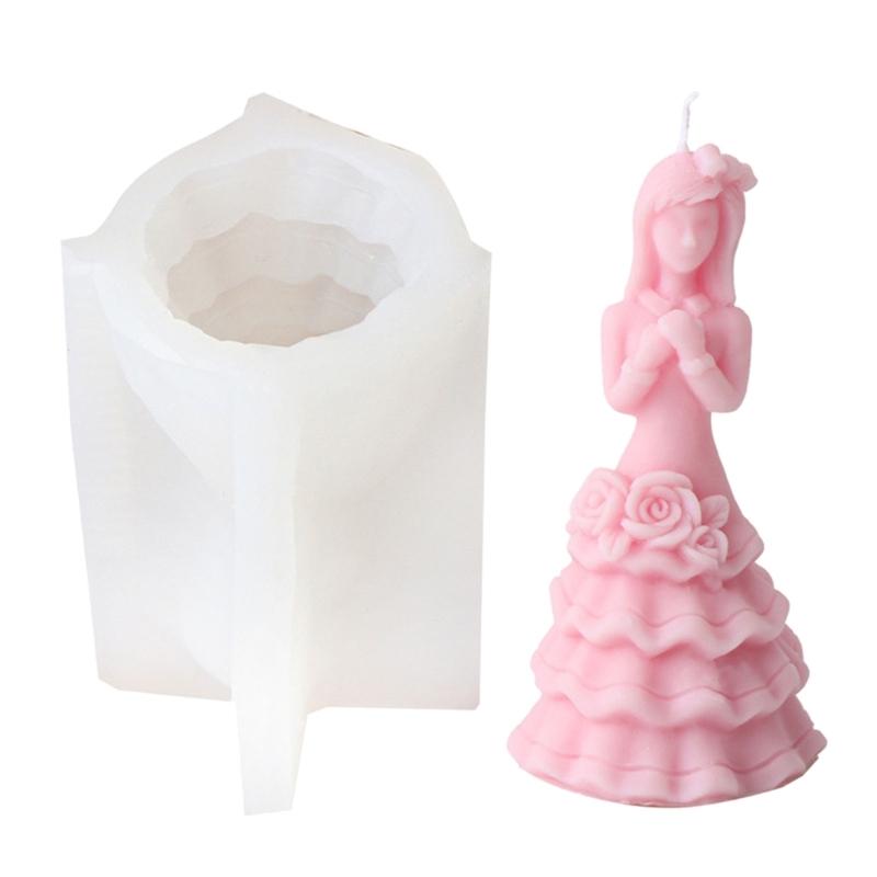 Flexible Silicone Mold Handmade Scented Candle Mould Flower Dress Girl Aromatherapys Jewelry Mold Home Decorations