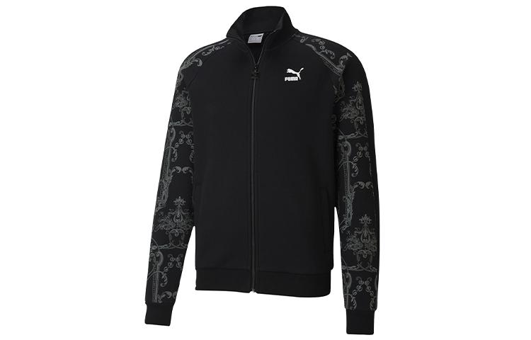 PUMA Luxe Aop Track Jackets Men s Black Gray Color Stand Collar Moderate Other 530310-51 XS
