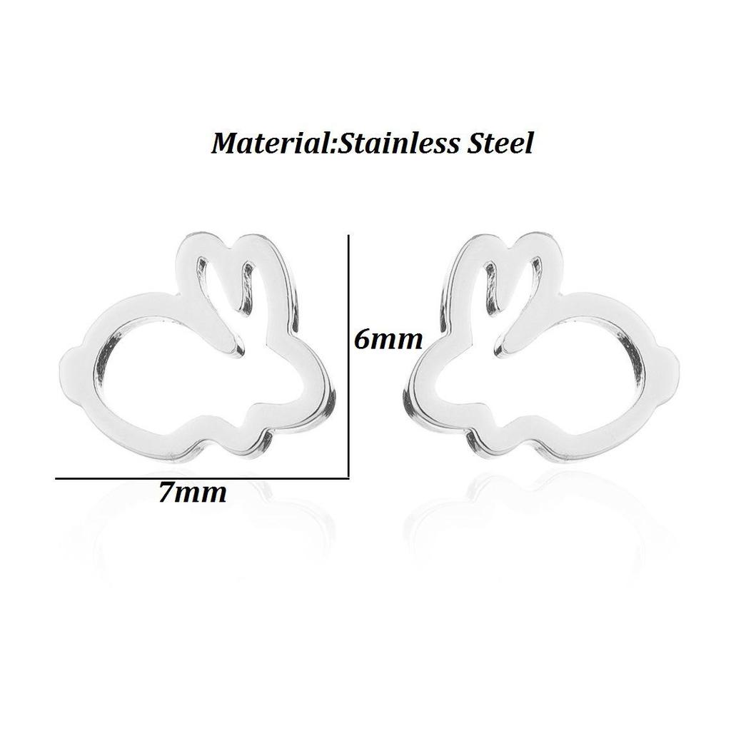Korean Fashion Hollow Rabbit Earrings - Stainless Steel for Women