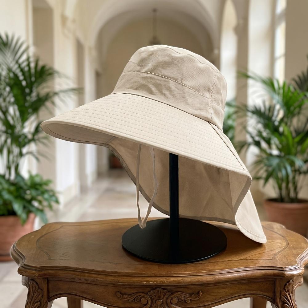 

1pc Summer Women S Bucket Hat, Featuring An Adjustable Chin Strap, Ponytail Hole, And Wide Brim, Perfect For Summer Outdoor Adventures, Available бежевый
