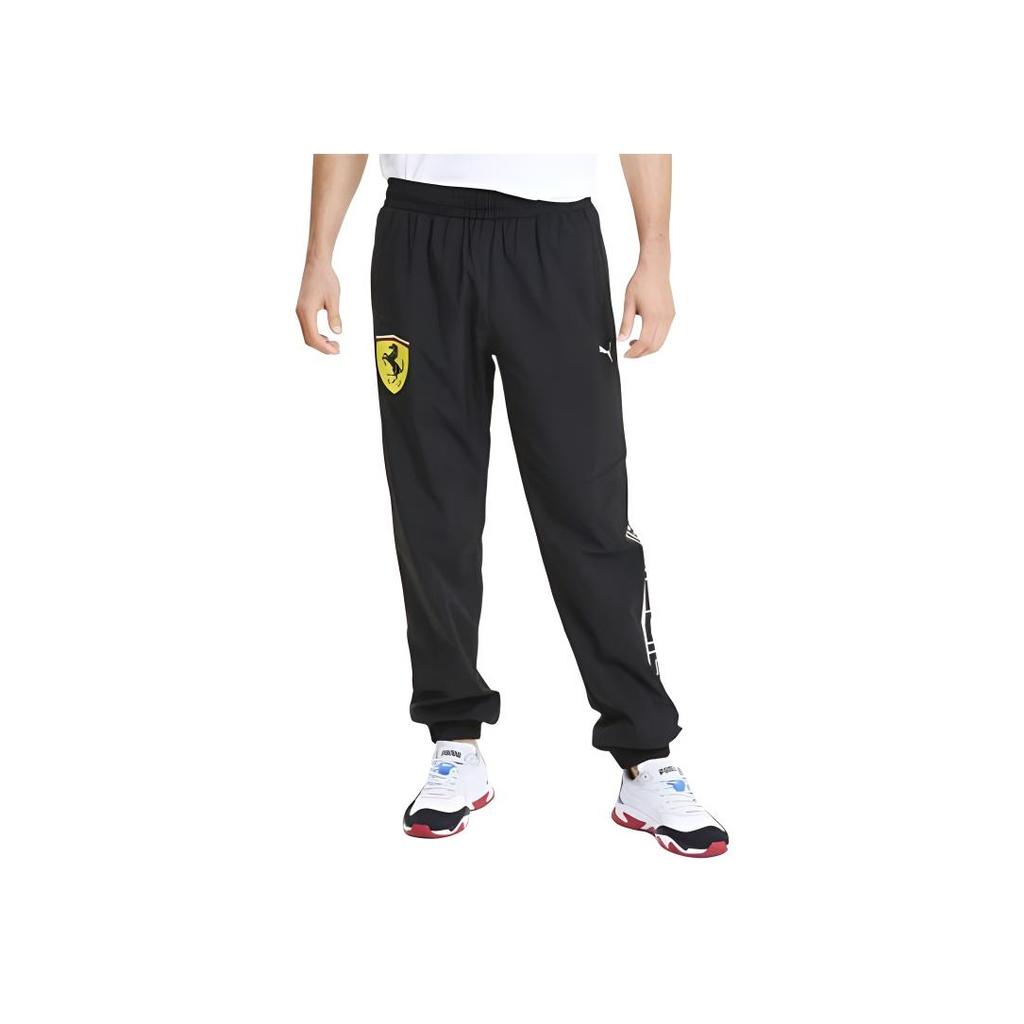 Puma X Ferrari Logo Straight Leg Cuffed Casual Pants Men bottoms Black 596138-02