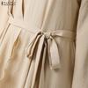 ZANZEA Women Casual Round Neck Long Sleeve Loose Muslim Dress