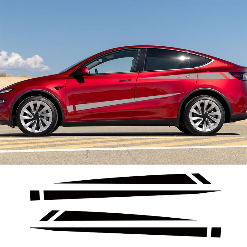 Car Door Side Skirt Stripes Stickers Racing Style for Tesla Model Y Accessories Decoration Vinyl DIY Decals(1Pair)