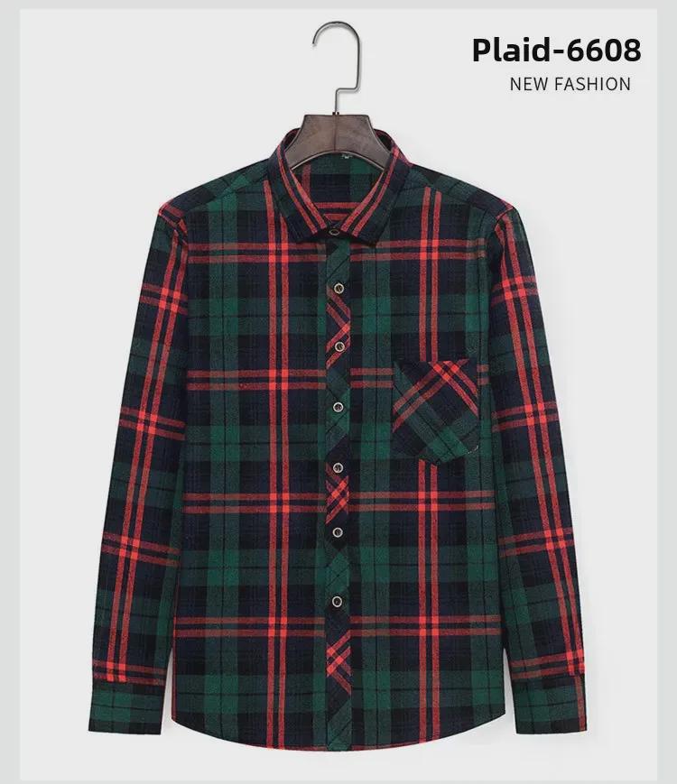 Pánská jarní flanelová košile s broušeným kostkovaným vzorem - ležérní styl