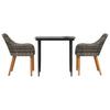 Garden Dining Set with Cushions 3 pcs Grey Poly Rattan