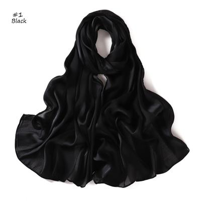 1Pc Solid Color Simple Fashion Wide Stripe Hollow Silk Long Towel Travel Soft Breathable Satin Women'S Bag Headscarf Shawl