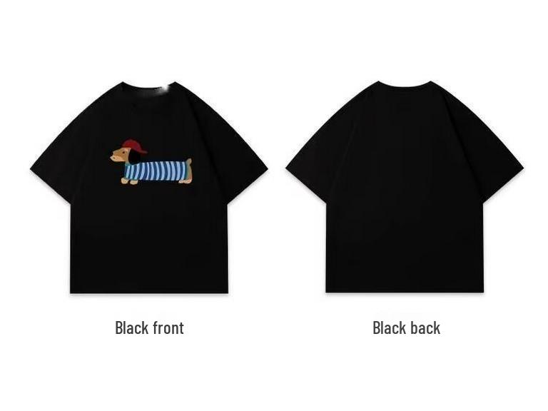 Women's Summer Retro Dachshund Print Loose Comfortable Five-Sleeve T-Shirt