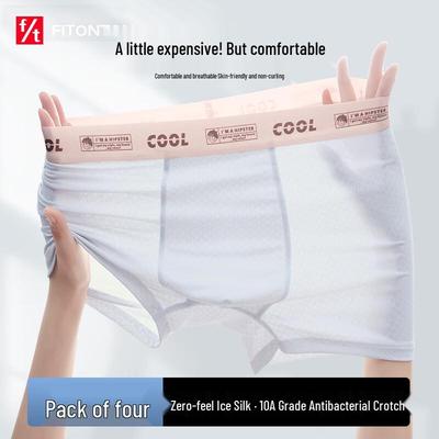 FitonTon Men's Antibacterial Ice Silk Boxer Briefs