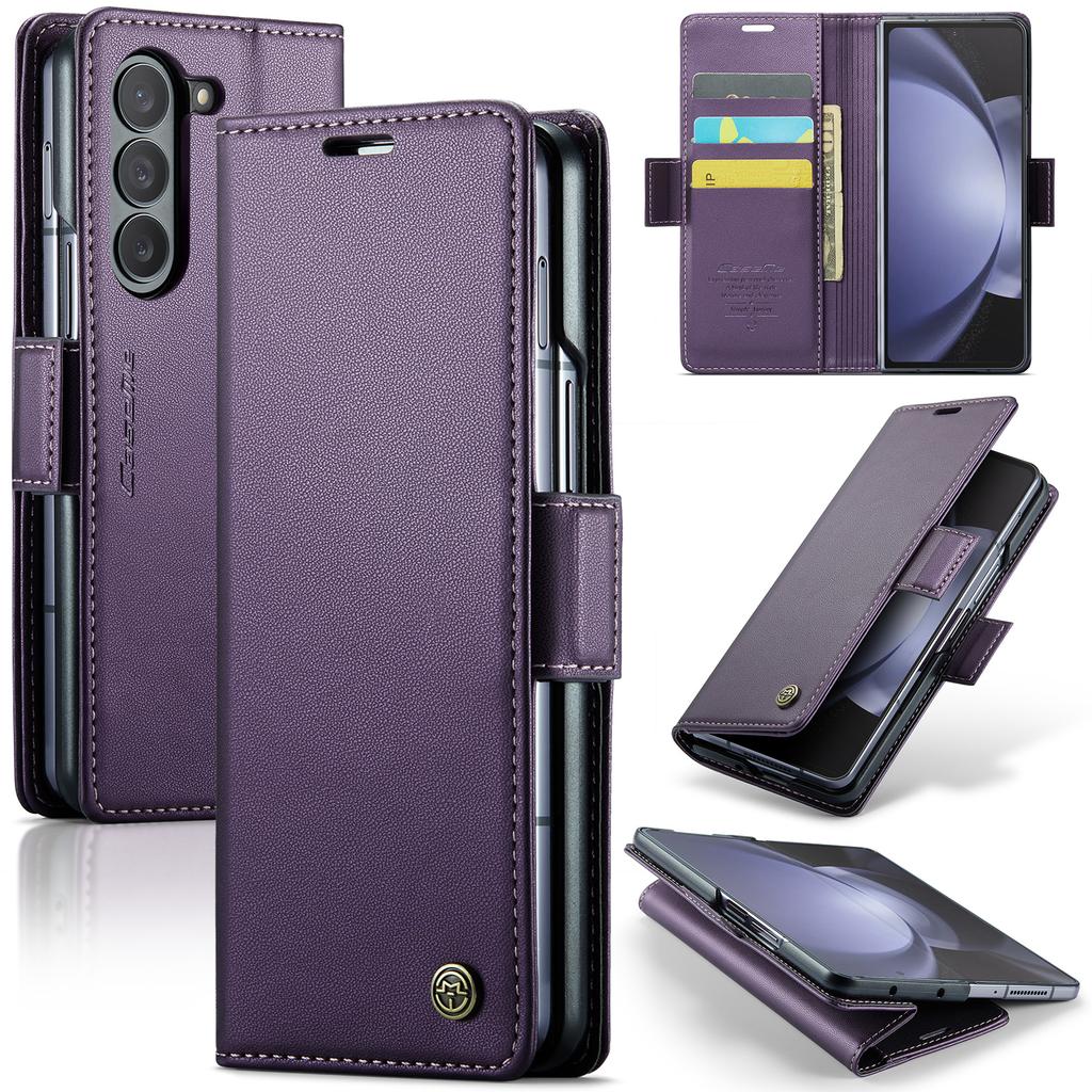 Business Style Folio Flip Leather Case for Samsung Z Fold 8 Ultra 7 6 5 Fold7 Magnetic Kickstand Card Holder Wallet Phone Cove