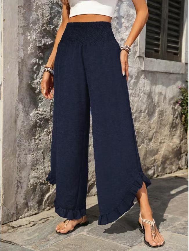 Women s Loose Drapey Ruffled Micro-Flare Wide-Leg Pants XL чёрный
