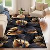 1pc Black Flower Patterned Cashmere Rug, Machine Washable, Non-Slip, Soft Foot Pads, Ideal for Both Indoor And Outdoor Use