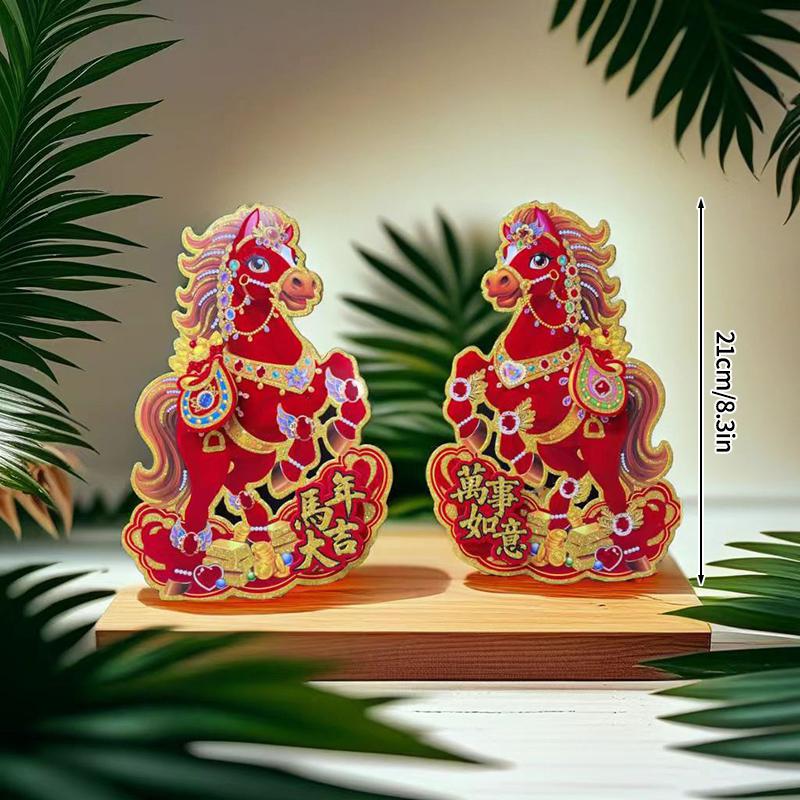 2026Chinese New Year Home Decor 3D Zodiac Horse Sticker Spring Festival Door Wall Sticker Lunar Year Window Clings New Year Gift