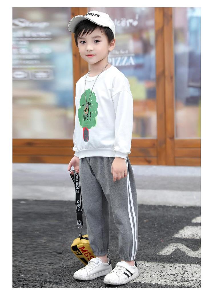 Unisex Kids' Double-Sided Fleece Casual Pants with Double Stripes for Fall/Winter