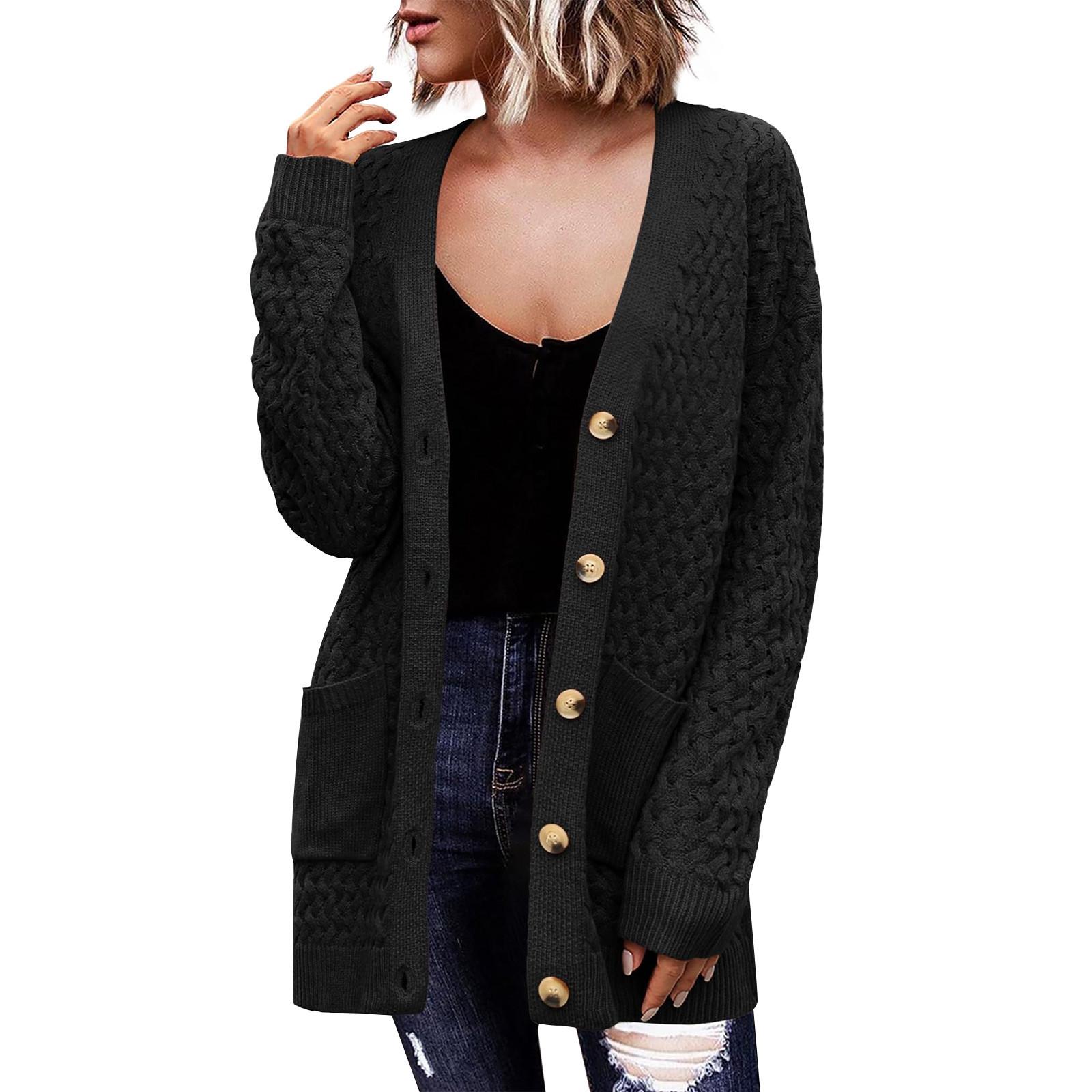 

Женский кардиган свитер осенняя одежда открытый перед косичка вязка оверсайз зимняя верхняя одежда верхняя одежда L чёрный