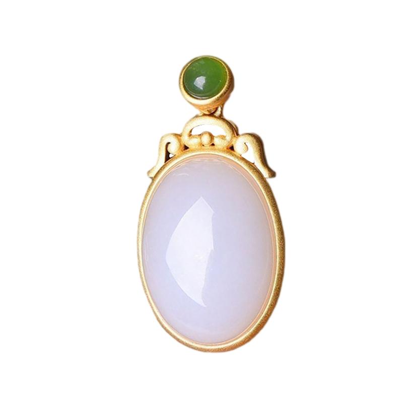 

Natural Hetian Jade Pendant Ladies Necklace Chinese Court Style Unique Ancient Gold Craft Charm Various Exquisite