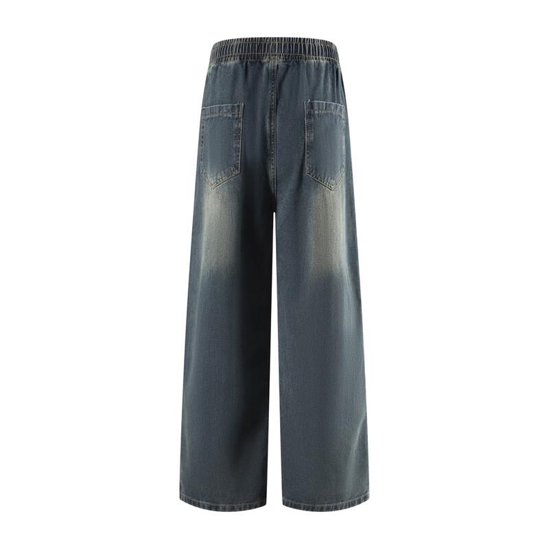 Men's American Retro Washed Straight Wide-Leg Jeans