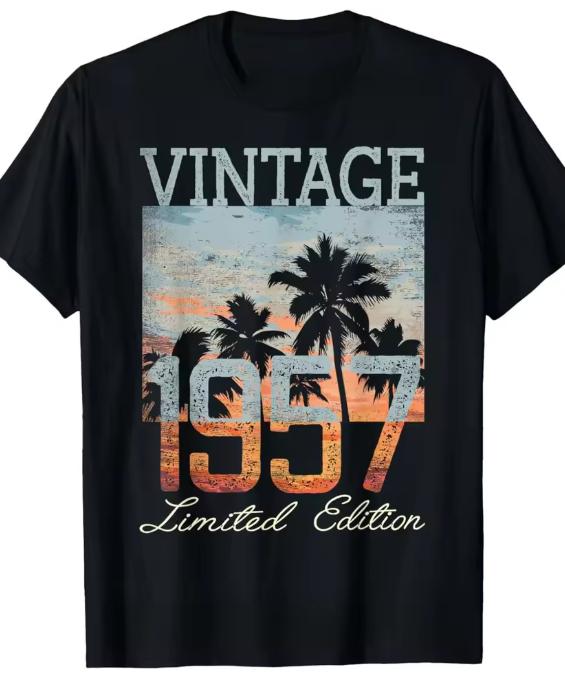 Vintage 1957 Limited Edition 69 Year Old Gifts 69th Birthday T Shirts Unisex Streetwear Tee Short Sleeve Unisex Loose Clothing S