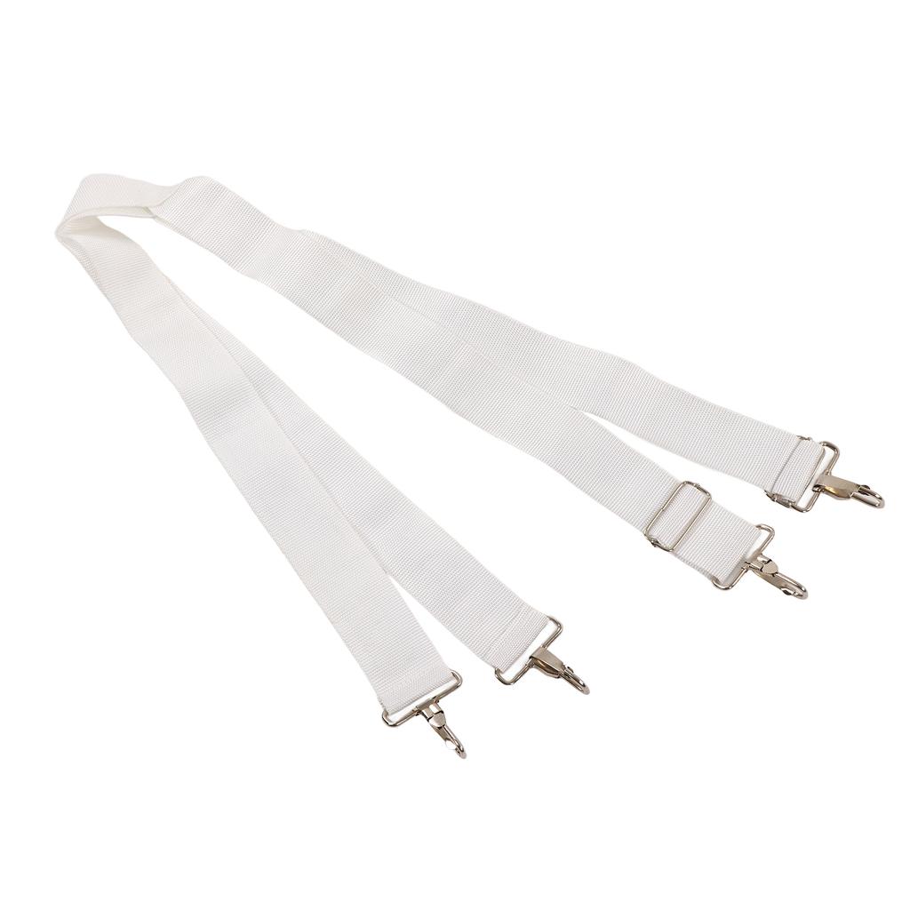 Bass Drum Strap Soft Nylon Elastic Adjustable Ergonomic Comfortable Double Shoulder Drum Strap Belt for Bass Drum White