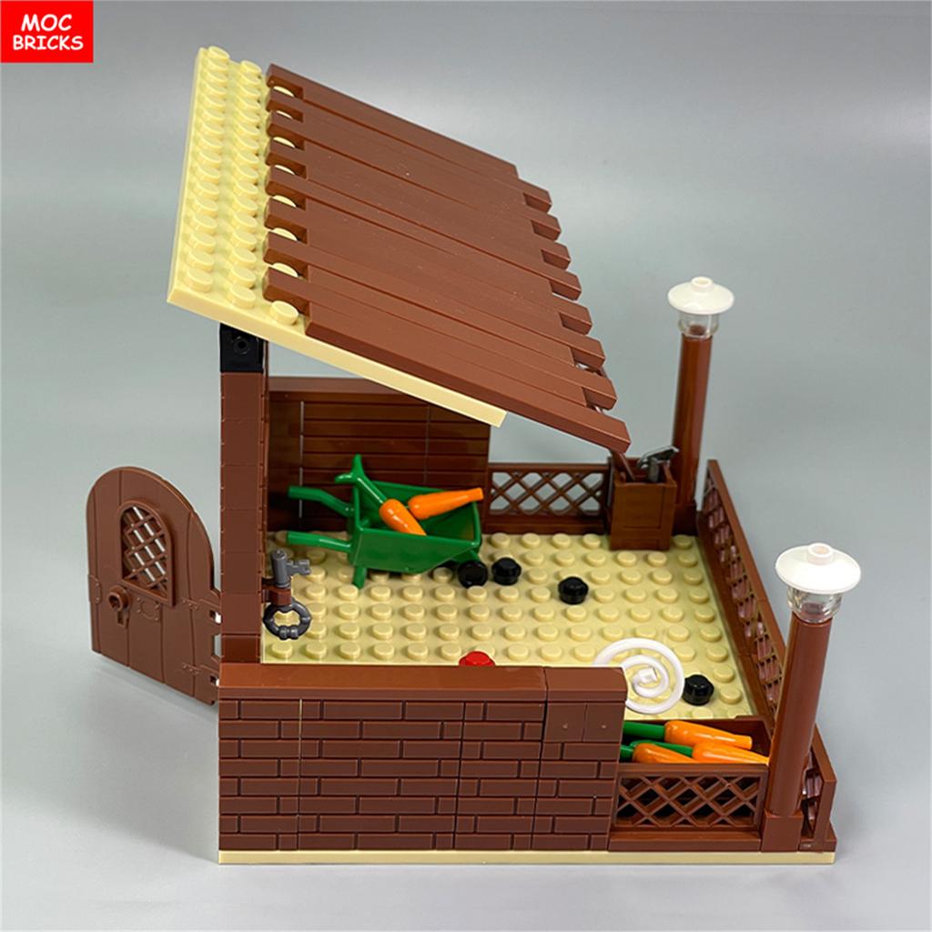 MOC Bricks Cute Sheep Goat Shed Sheepfold Animal DIY Farm Grassland View Building Blocks Accessories Children's Toys Gifts