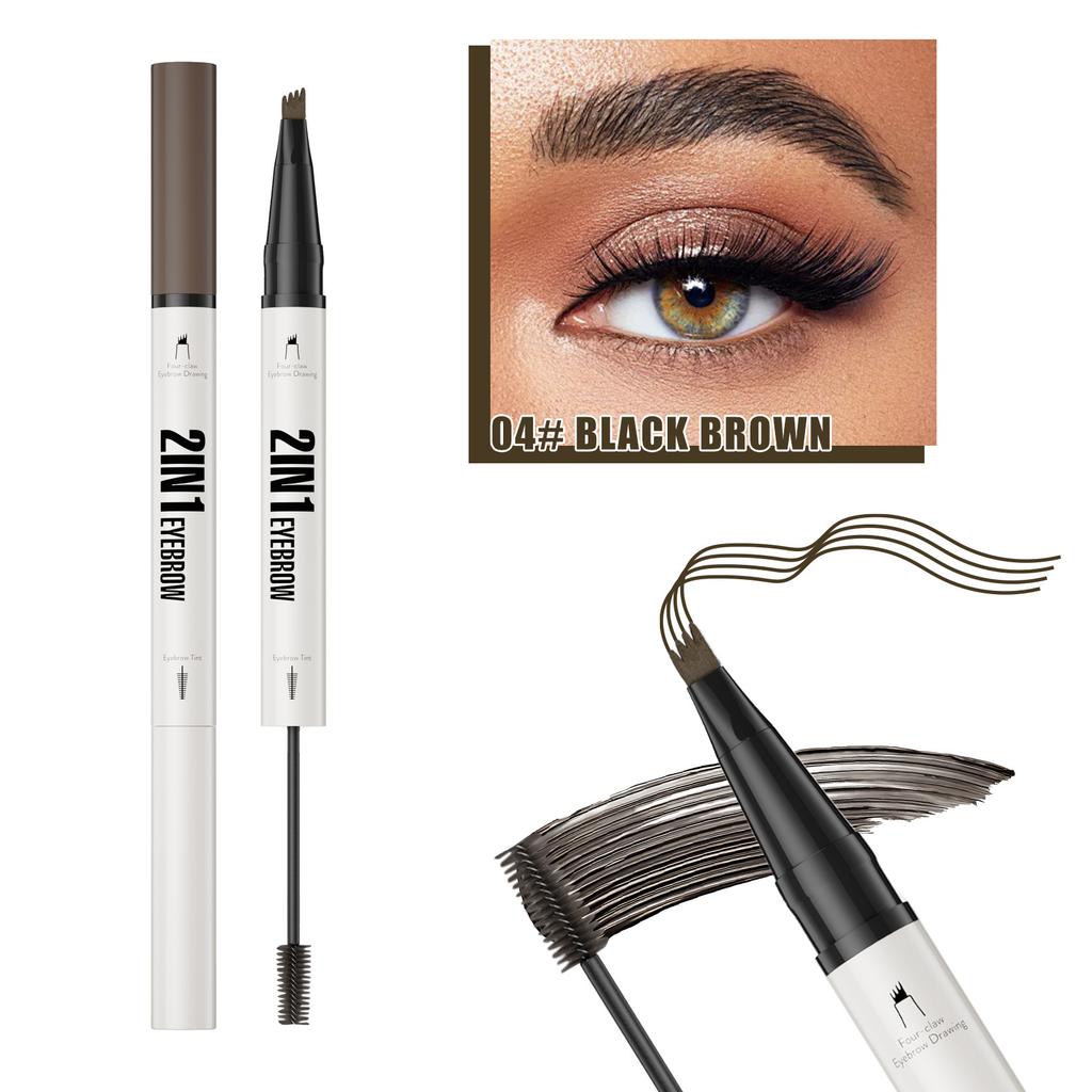 New Four-Pronged Eyebrow Pencil + Eyebrow Dye Cream Waterproof, Sweat-Proof And Non-Smudging 2-In-1 Liquid Eyebrow Pencil Eyebrow Dye Cream