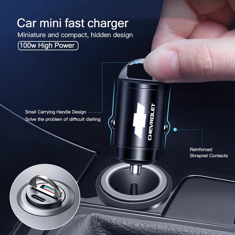 Keychain Car Charger USB Type C Phone Hidden Fast Charging Convert Plug For Chevrolet CRUZE Beat Bolt Impala Sonic Volt Trax Z71