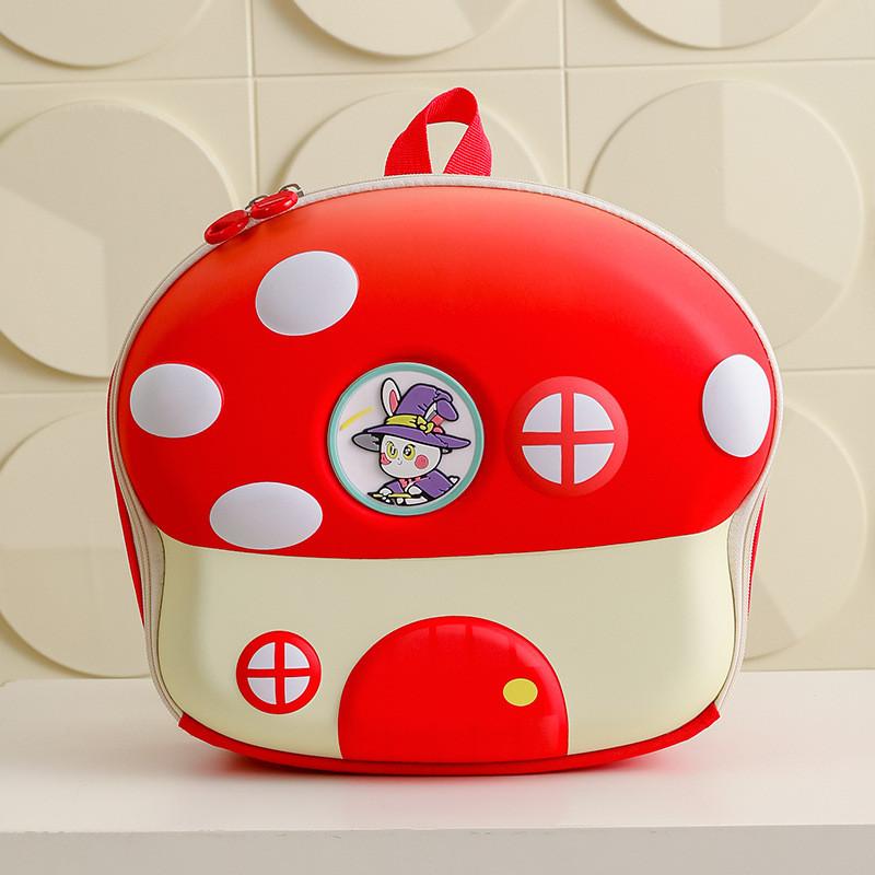 

Cute Mushroom Kids Backpack For Toddler Travel Durable Oxford Material With Arched Shoulder Straps червоний